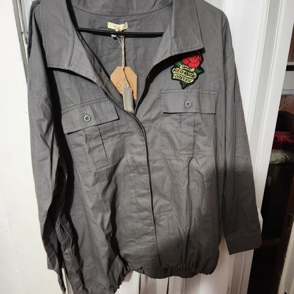 Kori Jackets & Blazers - Kori Gray Women's Jacket with Rose Embroidery